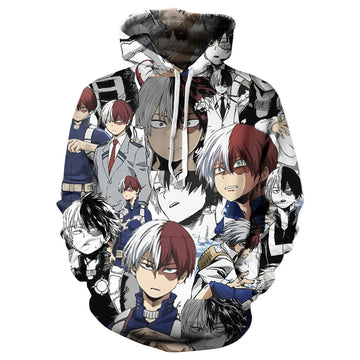 My Hero Academia Todoroki Shouto Sudadera Estampada con Capucha para Adultos Unisex